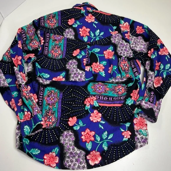 Vintage Frontier Series Western Shirt With Conch Detail Bright Colorful - Picture 2 of 8